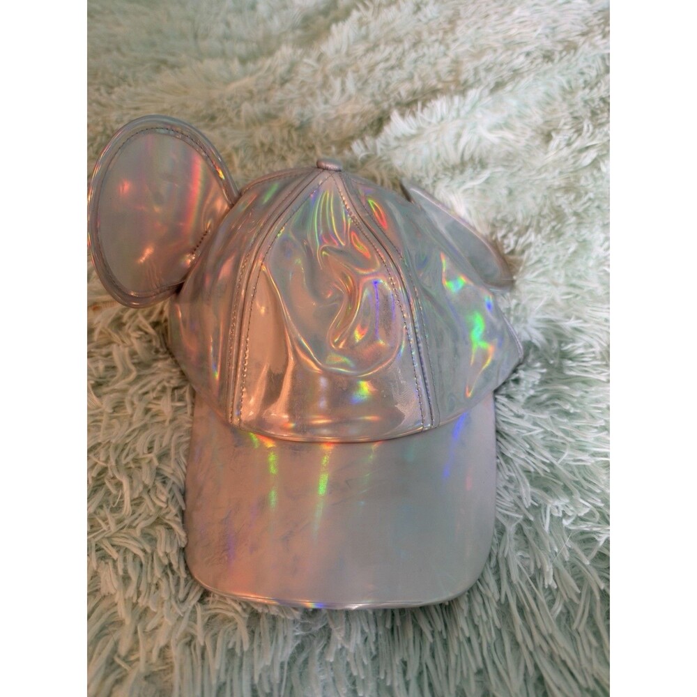 Disney Parks EPCOT Mickey Ears Holographic Iridescent Baseball Cap Hat Adult NWT